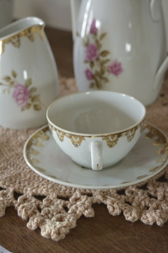 Xícaras de chá em porcelana Schmidt "Rosas" anos 70 (uni) - loja online