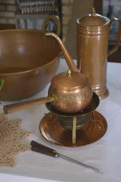 Conjunto para fondue em cobre martelado - comprar online