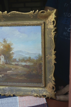 Óleo sobre Tela europeu - "Paisagem com pastora", de S. VERONESI na internet