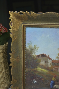 Óleo sobre Tela europeu - "Paisagem com pastora", de S. VERONESI - comprar online