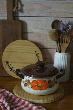 Caçarola esmaltada Mãe ágata - Flores anos 70