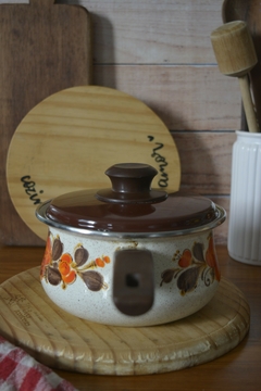 Imagem do Panela esmaltada Mãe ágata com cabo - Flores anos 70