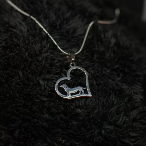 Dije perrito con corazón + cadena - comprar online