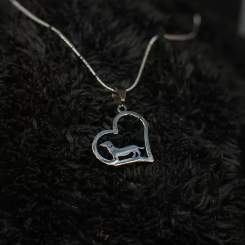 Dije perrito con corazón + cadena - comprar online
