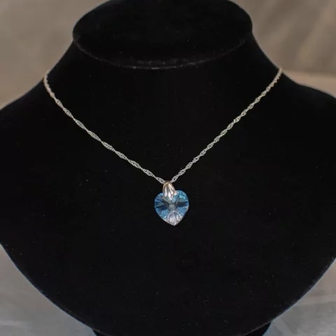 Dije corazón cristal azul grande + cadena - comprar online