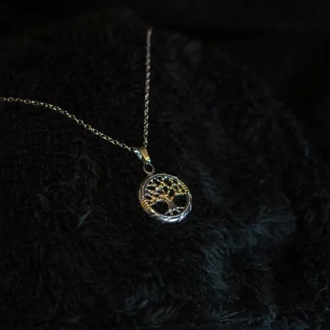 Dije arbol de la vida combinado con dorado + cadena - comprar online
