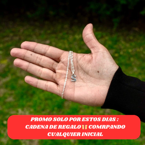 Inicial calada en acero o plata + cadena - comprar online