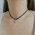 CADENA CORDÓN NEGRO CORAZÓN | ACERO BLANCO
