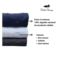 REMERA PATO PAMPA PACK X 3 ALGODÓN MANGA CORTA