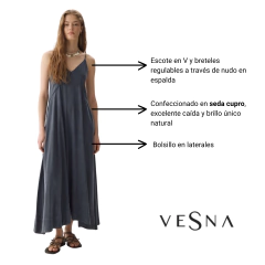 VESTIDO VESNA SAUDADE SEDA CUPRO LARGO - comprar online