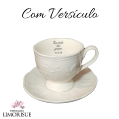 Xícara de Chá de Porcelana com pires e Versículo. Mod.1001