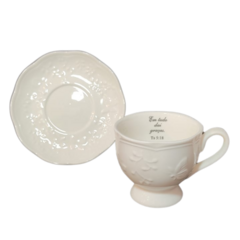 Xícara de Chá de Porcelana com pires e Versículo. Mod.1001 - comprar online
