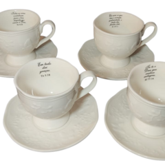 Conjunto 8 Peças de Xícara de Chá de Porcelana com pires e Versículo. Mod.1004 na internet
