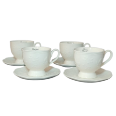Conjunto 8 Peças de Xícara de Chá de Porcelana com pires e Versículo. Mod.1004 - comprar online