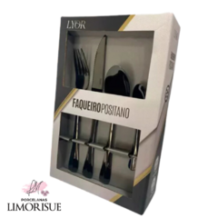 Faqueiro Positano Aço Inox Preto 24 Peças .LYOR