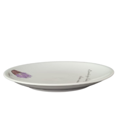 Prato Raso de porcelana com Salmo 89 e detalhes com Lavanda, 27cm . na internet