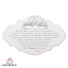 Placa Salmo 23 de Mdf com aplique de resina 32cm.