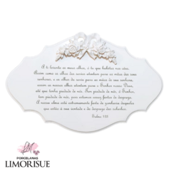 Placa Salmo 123 de Mdf com aplique de resina 32cm.
