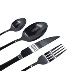 Faqueiro Positano Aço Inox Preto 24 Peças .LYOR - comprar online