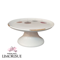 Prato para Bolo Natalino de Porcelana com Pé 20cm.