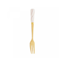 Conjunto 4 Garfos para Aperitivo de Aço Inox Dourado com Cabo de Cerâmica Branco - Wolff - comprar online