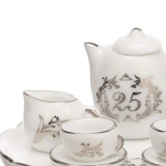 Miniatura Conjunto De Café 10cm Bodas De Prata 25 Anos. - comprar online
