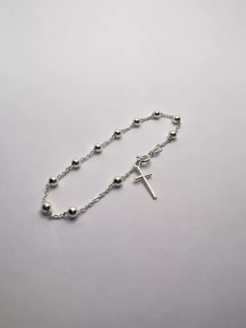 Pulseira Prata Terço Redonda