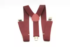 Suspensório unissex adulto e infantil com 3 pontos de fixação com ajuste de tamanho e presilha cromada composição em poliéster com elastano.