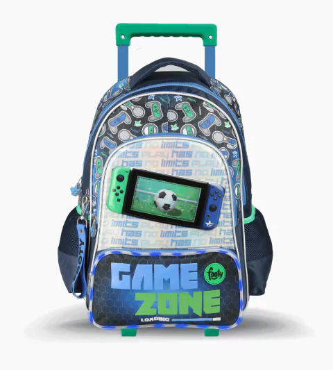 MOCHILA CARRO 18´´ GAMER ZONE VERDE /AZUL CON LUZ LED - comprar online