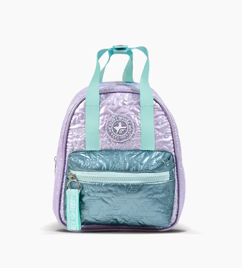 MOCHILITA PUFFY LOGO METALIZADA LILA