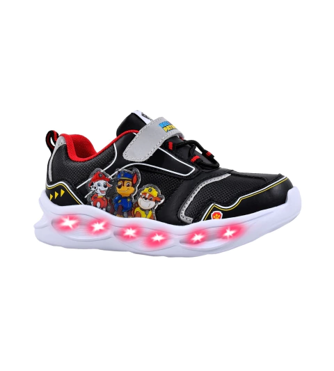 ZAPATILLA PAW PATROL MULTI NEGRA CON LUZ AL PISAR (T.23-28)