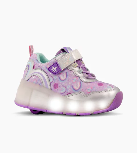ROLLER ARCOIRIS GLITTER LILA CON LUCES LED RECARGABLE (T. 28-36) - comprar online