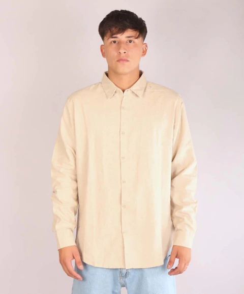 Camisa Lino Alg. Beige NTF - comprar online