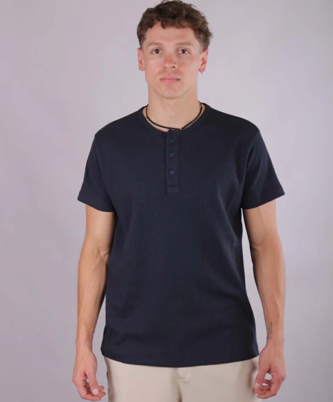 Remera Waffle Azul C/Boton NTF