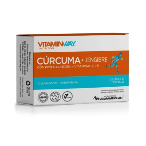 CURCUMA + JENGIBRE PIMIENTA x 30 CAPS VITAMINWAY