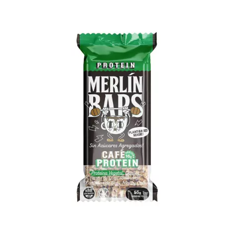 BARRAS CAFE PROTEIN S/AZUC. x 55g MERLIN BAR