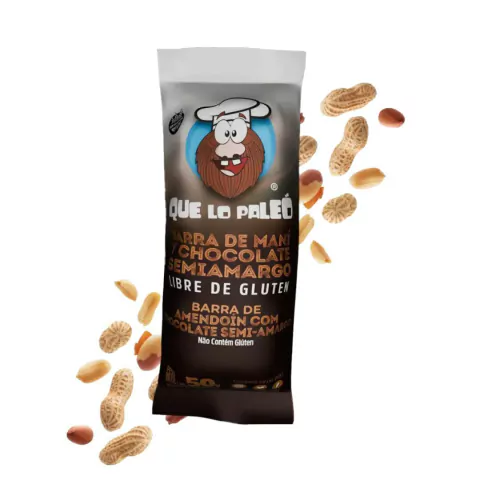 BARRA MANI CHOCO SEMIAMARGO x50g QUE LO PALEO