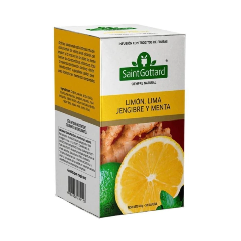 INFUSIONES FRUTALES S/TACC LIMON LIMA JENGIBRE MENTA x20SAQ SAINT GOTTARD