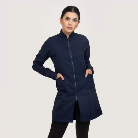 Jaleco Gola Padre com Zíper Vislon Feminino - Azul Marinho