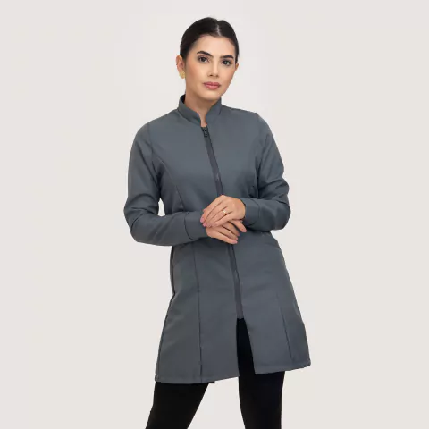 Jaleco Gola Padre com Zíper Vislon Feminino - Grafite