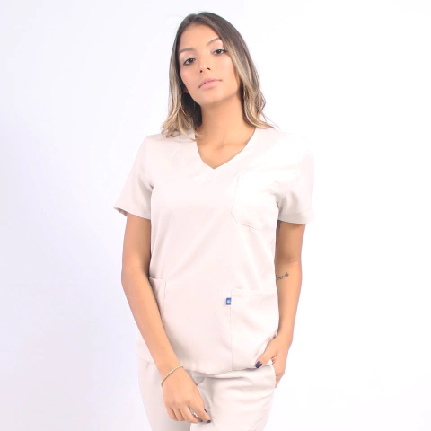 Camisa Hospitalar Básica Feminina - Palha