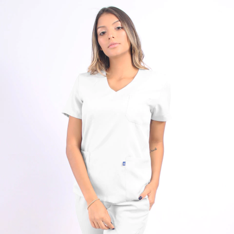 Camisa Hospitalar Básica Feminina - Branca
