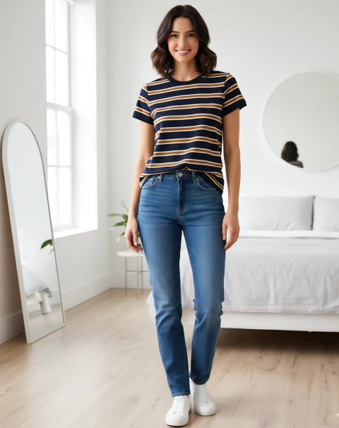 Camiseta Listrada Shoulder - comprar online