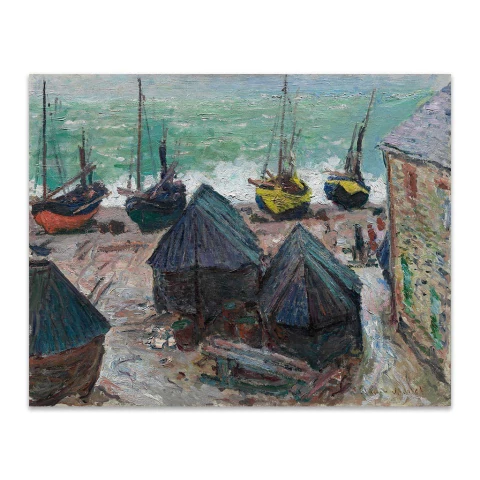 Botes en la playa en Etrat