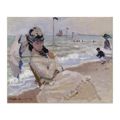 Camille en la playa en Trouville