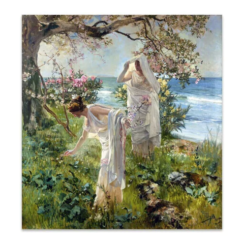 Chicas griegas en la orilla