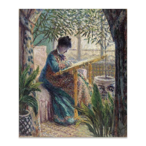 Madame Monet bordando