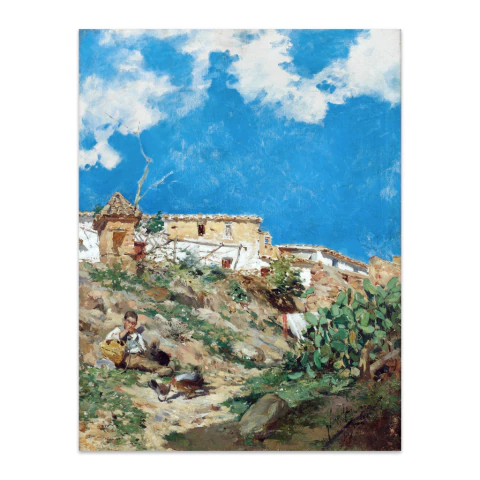 Un paisaje con una figura