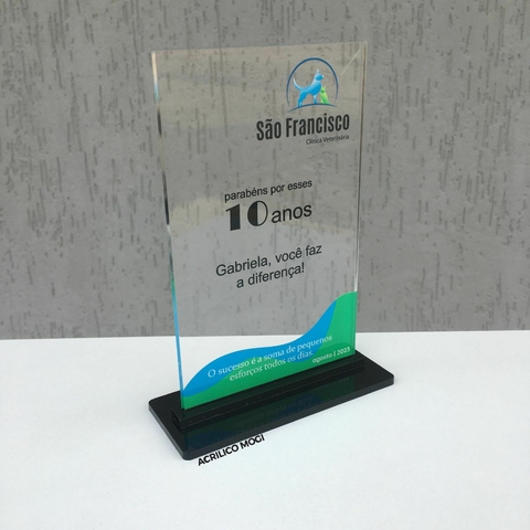 Troféu Acrílico para Homenagem com Logo