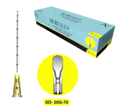 MICROCANULA ALUR SUBDEEP 20G x 70MM C/ AGULHA AUXILIAR - CAIXA C/ 10 UND